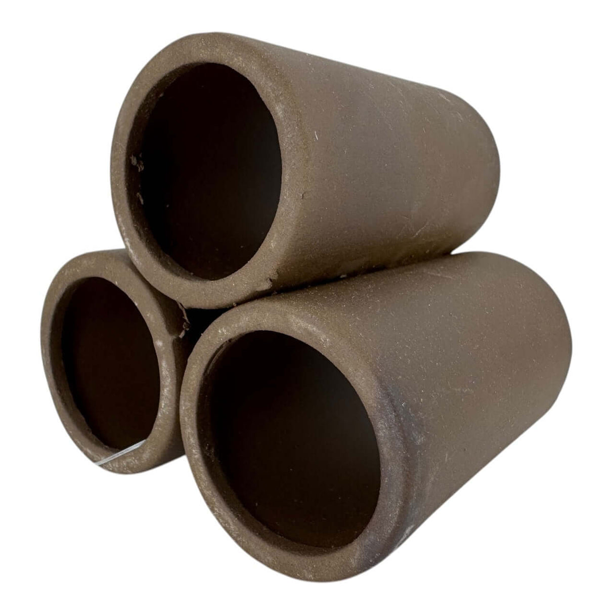 3pc Pipes Aquarium Ornament set in durable ceramic with rustic greyish-brown finish, perfect for enhancing aquariums.