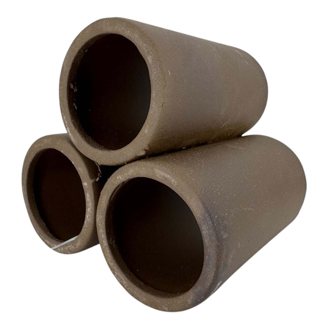 3pc Pipes Aquarium Ornament set in durable ceramic with rustic greyish-brown finish, perfect for enhancing aquariums.