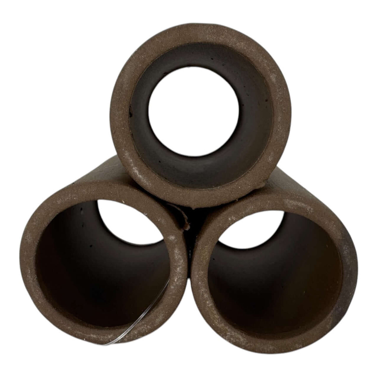 3pc pipes aquarium ornament set featuring hollow ceramic tubes in muted greyish-brown finish.
