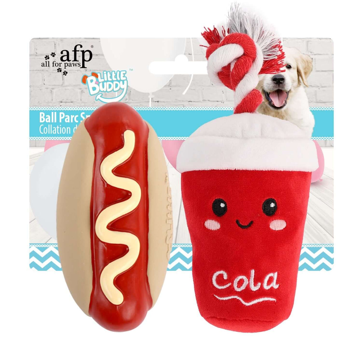 AFP Little Buddy Hotdog with Cola – playful plush dog toys featuring a hot dog and cola cup design.