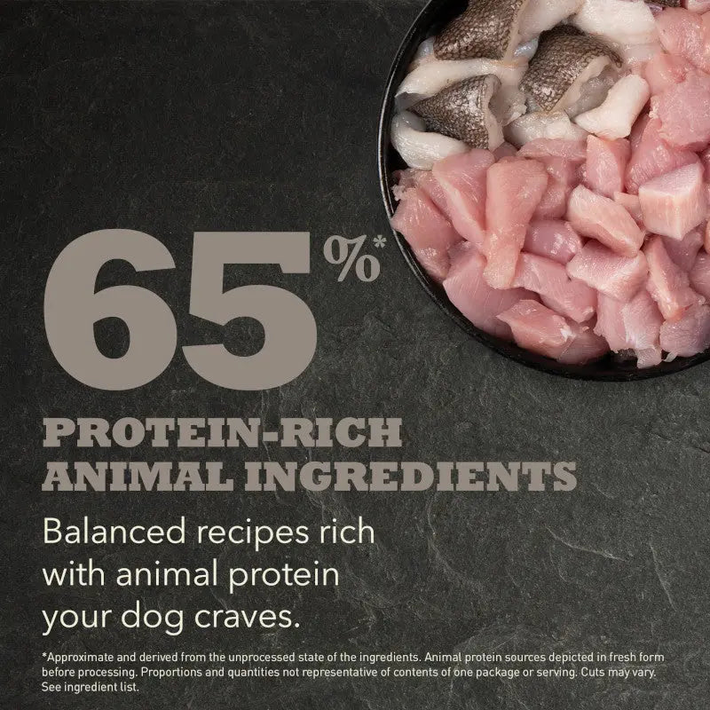 Acana Light and Fit Dry Dog Food with protein-rich animal ingredients for balanced dog nutrition.