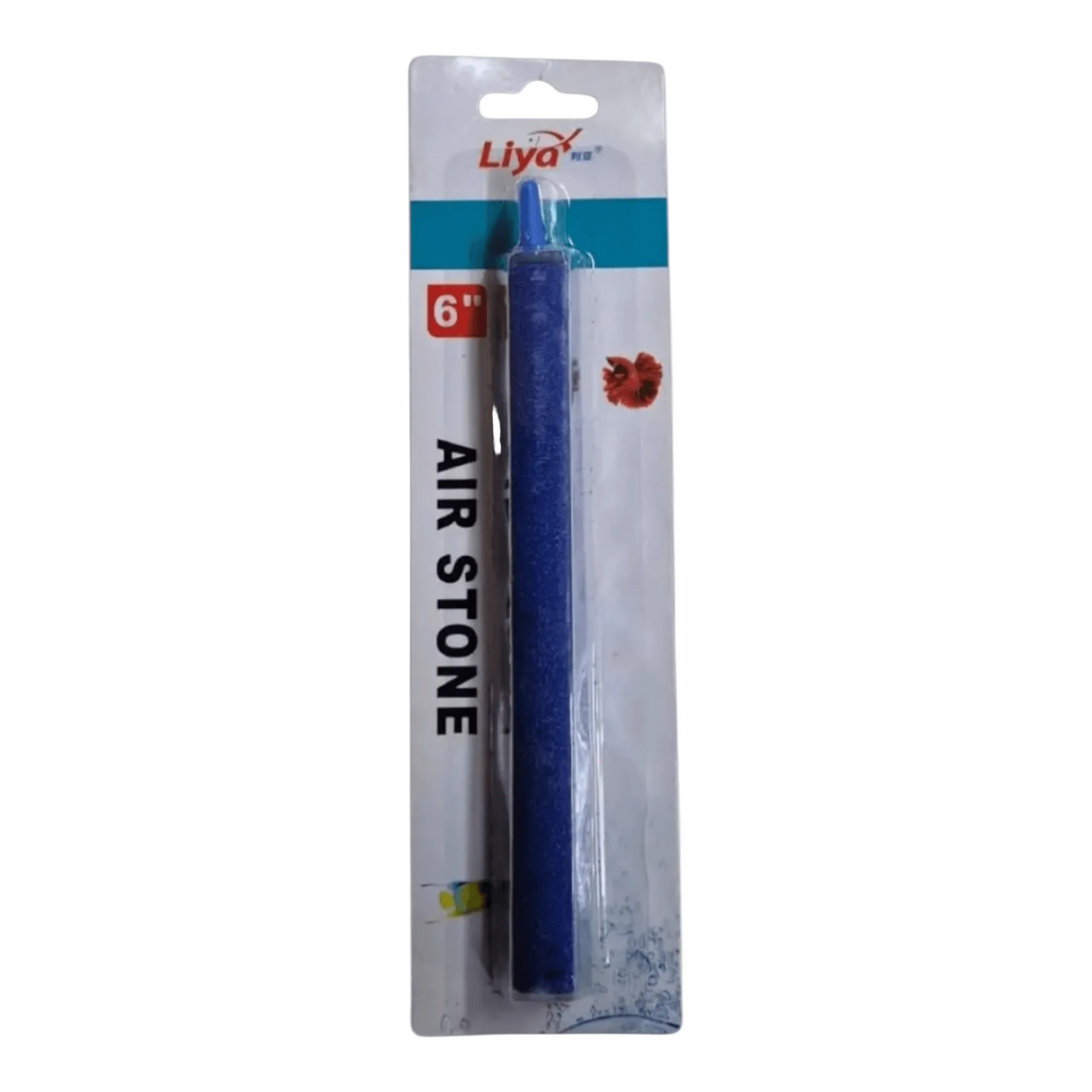 Aquarium Airstone Long 15cm air stone in packaging designed to enhance oxygenation in aquariums.