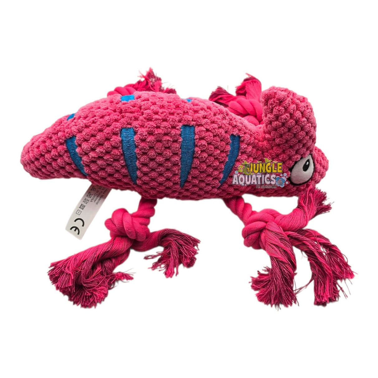 Chameleon Rope Squeaker Dog Toy featuring a colorful rope body with a squeaker for fun dog playtime.