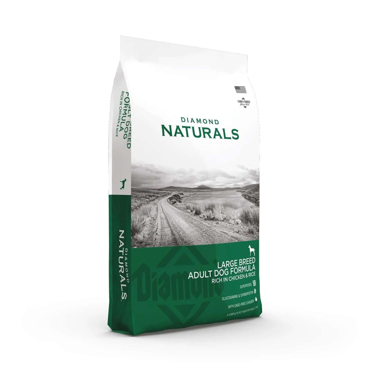 Diamond Naturals Large Breed Adult Dog Formula Rich in Chicken and Rice Dry Dog Food bag.