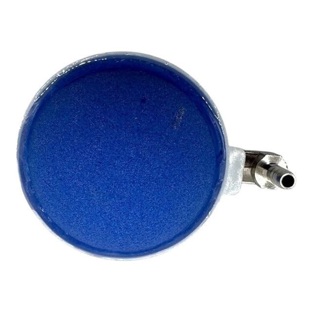 Dome Pond Air Stone showing blue porous surface and attachment for oxygen supply.