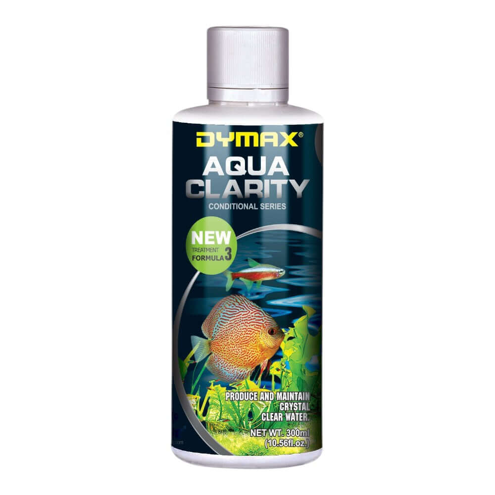 Dymax Aqua Clarity 300ml bottle for crystal clear water in freshwater and marine aquariums.