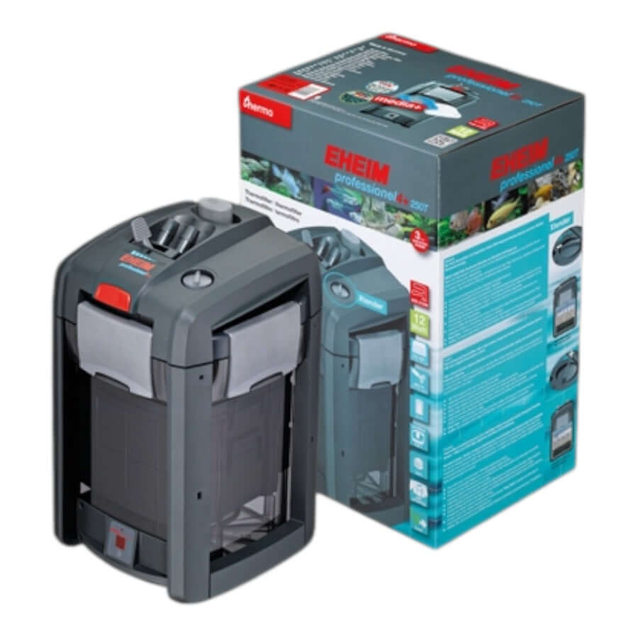 EHEIM Professionel 4+ 250T external filter with packaging, designed for efficient aquarium filtration.