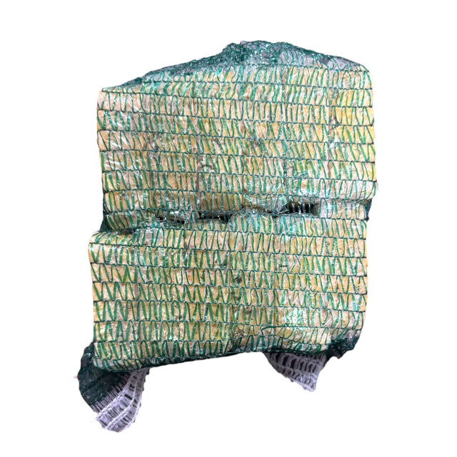 Elaine's Birding Grub Suet Slab in green netting, providing energy and nutrition for wild birds.