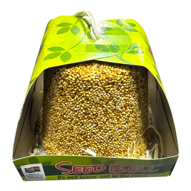 Elaine's Birding Seed Bell made from natural ingredients, perfect for attracting wild birds without perches.