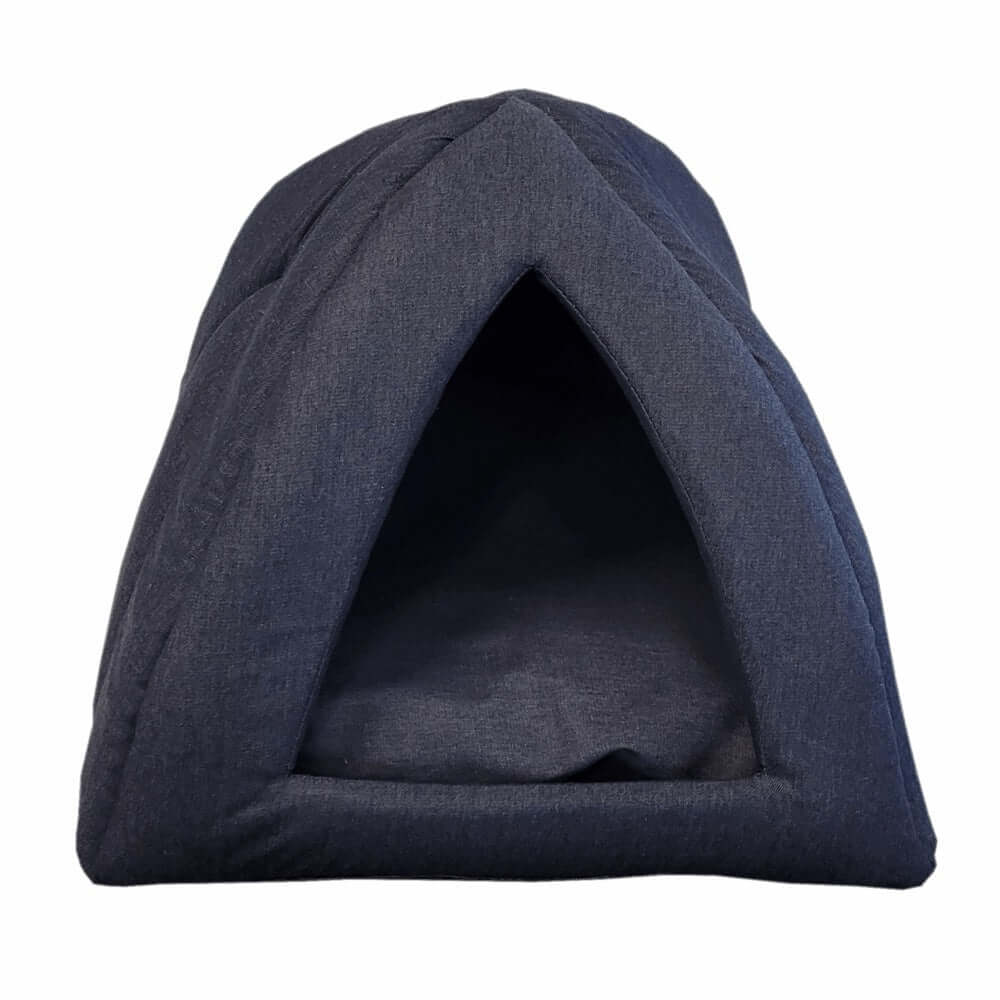 Pawsome Cat Camper Denim Large cosy enclosed cat bed in a modern denim look with a tent-style design.