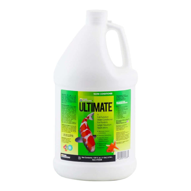 Hikari Ultimate Water Conditioner in a gallon jug, beneficial for aquatic pets and water treatment.
