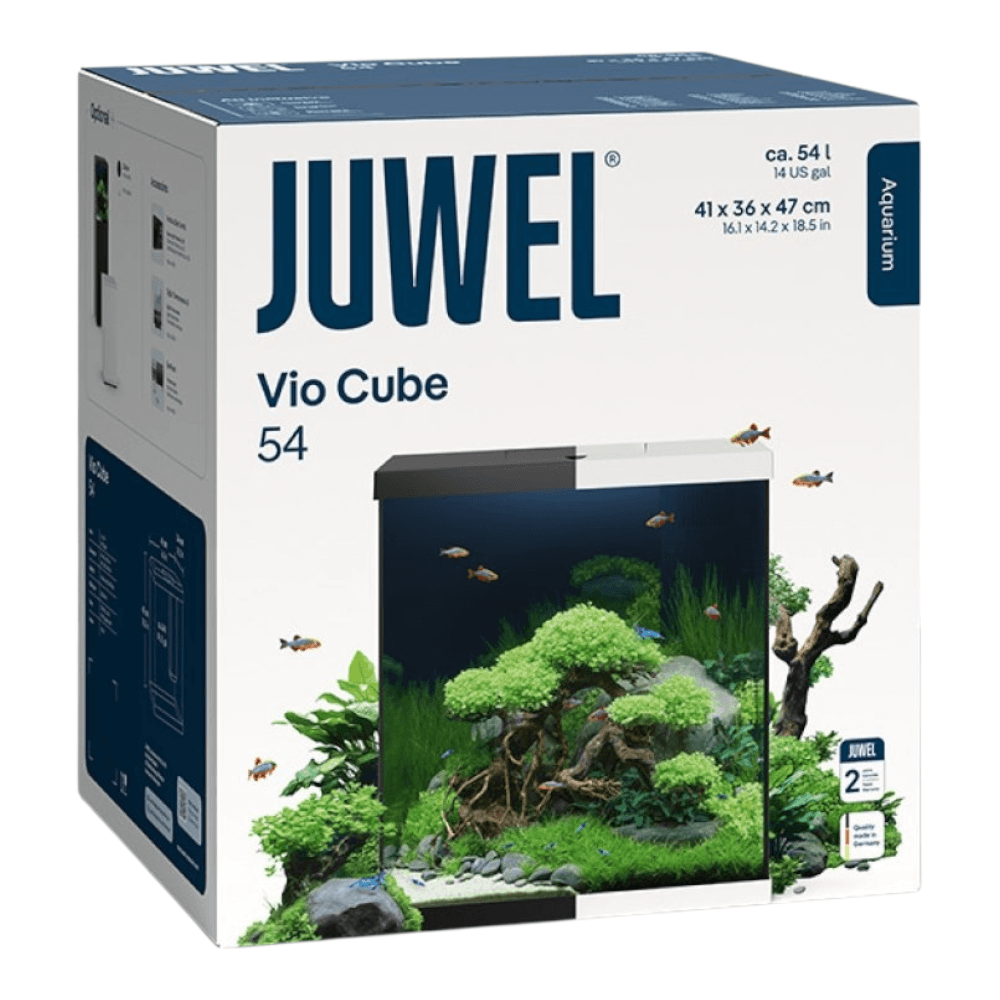 Juwel Vio Cube 54 Series aquarium packaging showcasing a modern aquascape design.