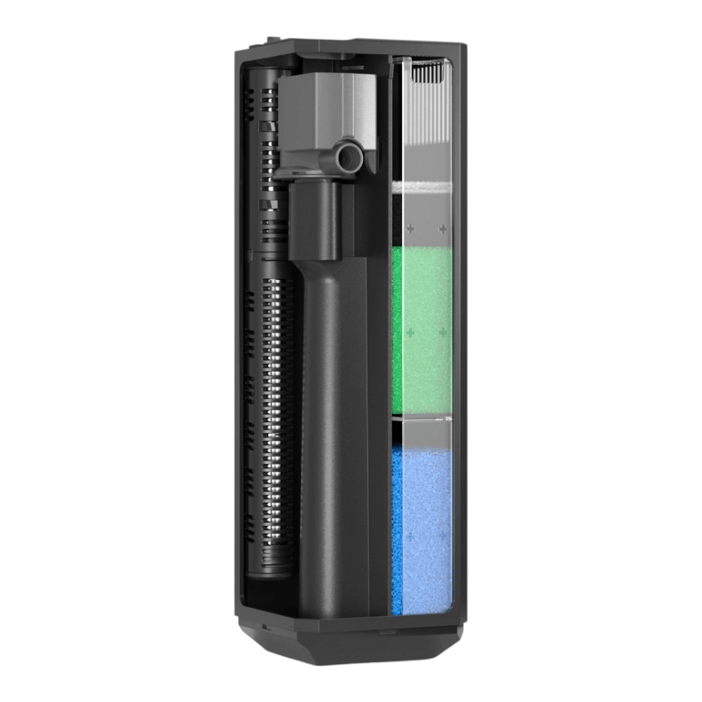 Juwel Vio Cube 54 Series internal filter showing technical components and filtration media.