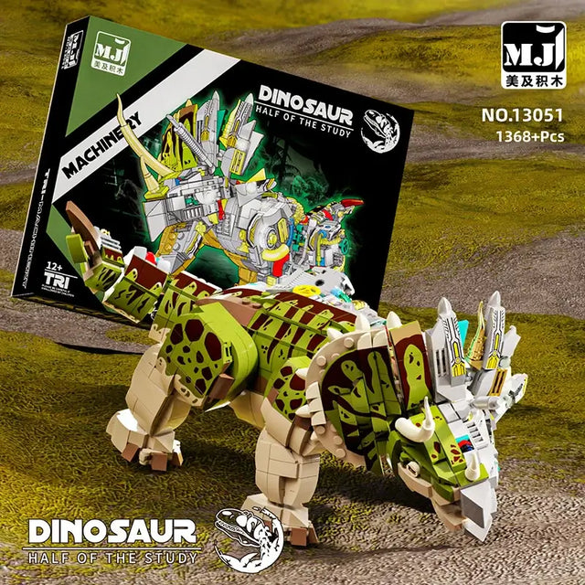 MJI Machinery Dinosaur Triceratops 13051 semi-mechanical building block set with engaging features and realistic movements.