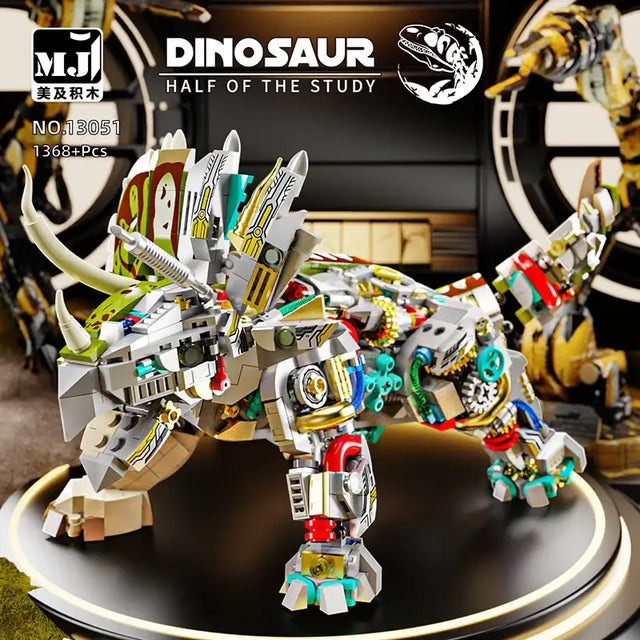 MJI Machinery Dinosaur Triceratops 13051 Semi-mechanical building block set with interactive play features.