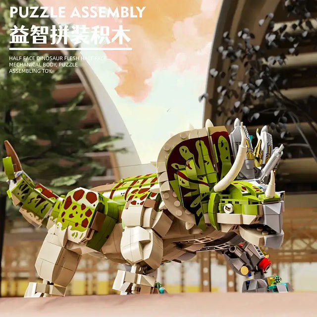 MJI Machinery Dinosaur Triceratops 13051 displayed as a creative LEGO-style construction set.