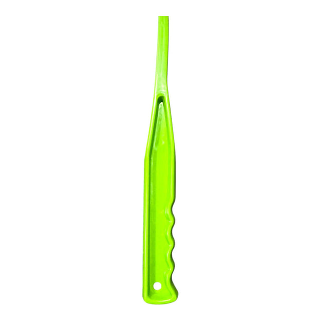 Bright green dog toy launcher tool designed for easy ball throwing and pet engagement.