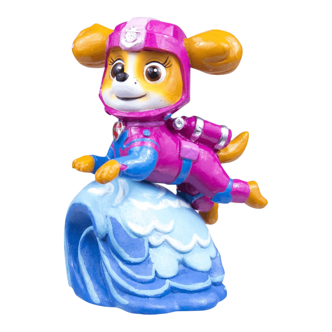 Penn-Plax Paw Patrol Aquarium Ornament Bundle featuring Skye riding a wave in vibrant colors.