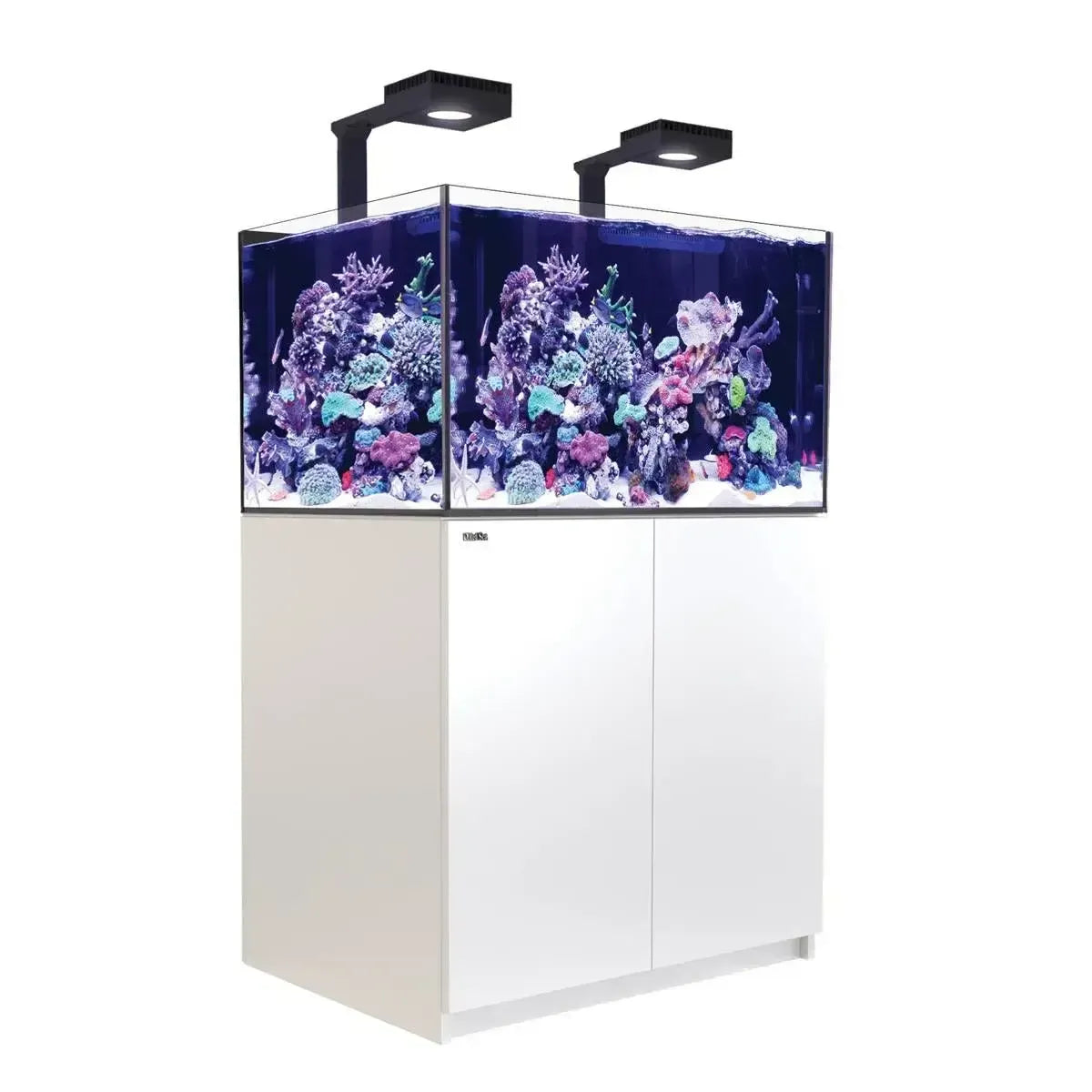 Red Sea Reefer G2+ 300 Aquarium with vibrant coral display and adjustable lighting for reef enthusiasts.