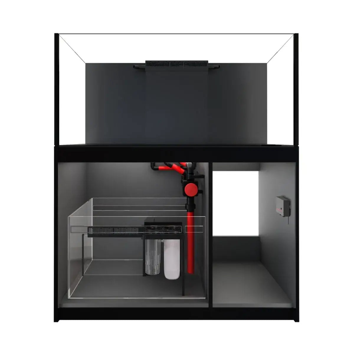 Red Sea Reefer G2+ 350 Aquarium with filtration system and water management features, modern design in black.