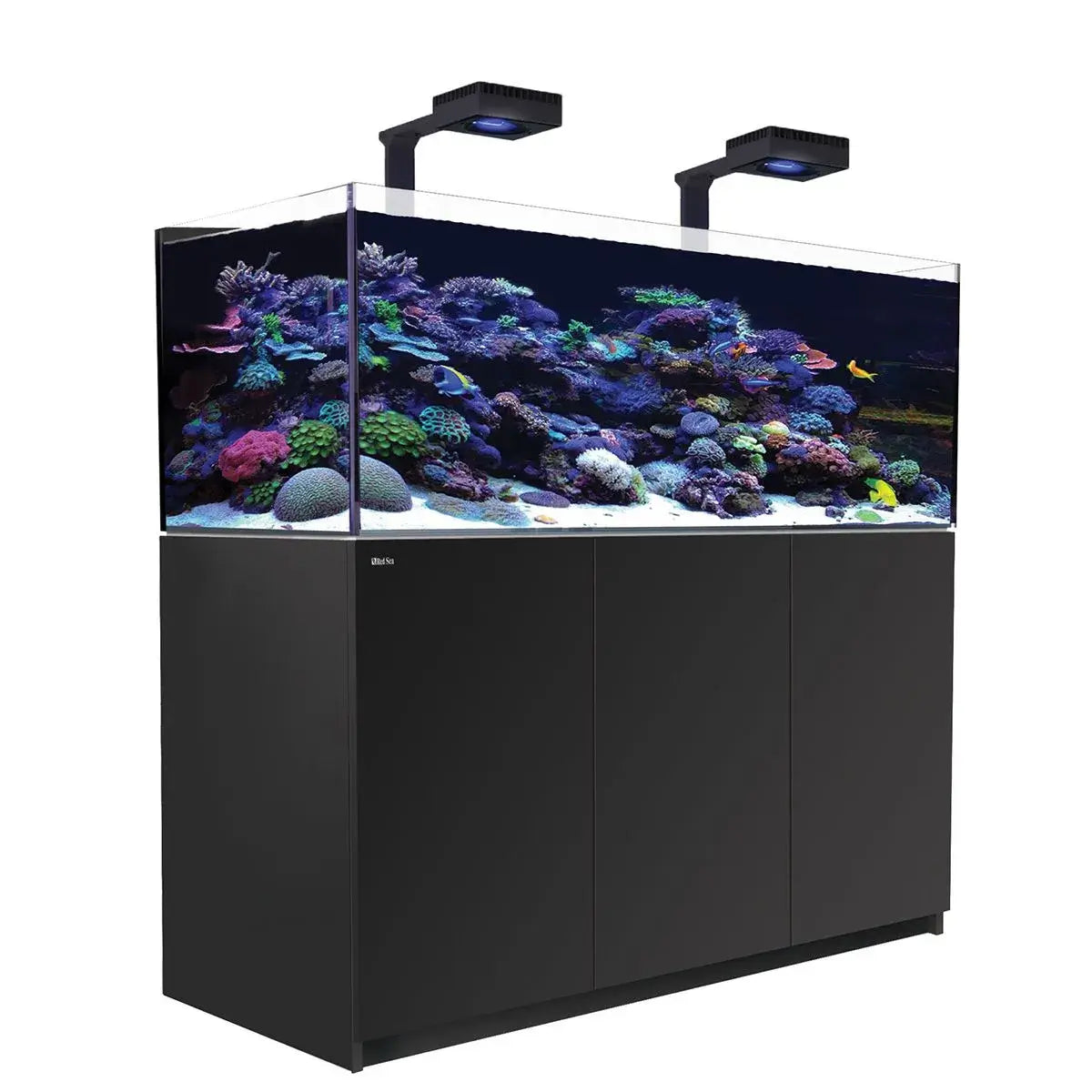 Red Sea Reefer G2+ 525 Aquarium showcasing vibrant coral reefs and LED lighting, ideal for marine enthusiasts.