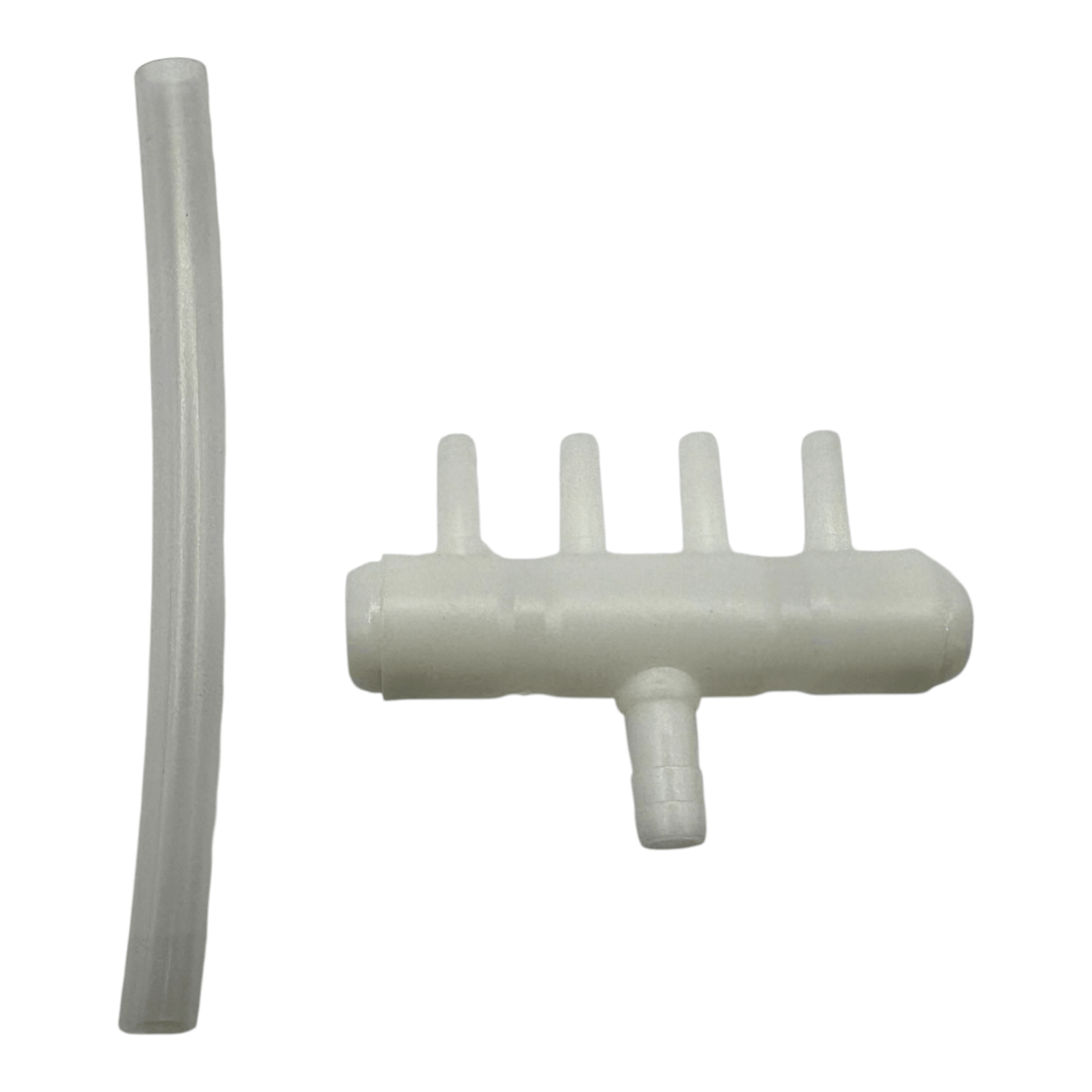 Air pump accessories including a white dual outlet valve and tubing for the SOBO AQ Series AC/DC Air Pump.