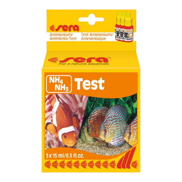 Sera NH3 and NH4 Test Kit packaging for monitoring ammonium levels in aquariums.