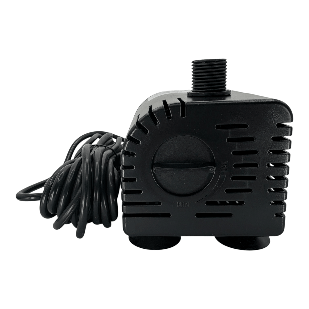 Solar Fountain Pump Kit with Solar Panel pump unit, featuring a compact design and power cord for easy installation.