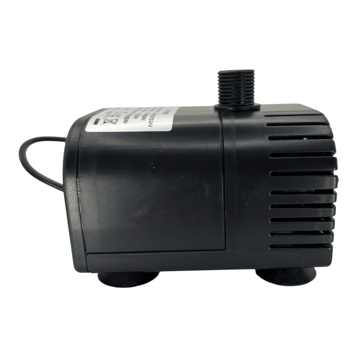 Solar Fountain Pump Kit with Solar Panel side view of the pump unit, showcasing its design and structure.