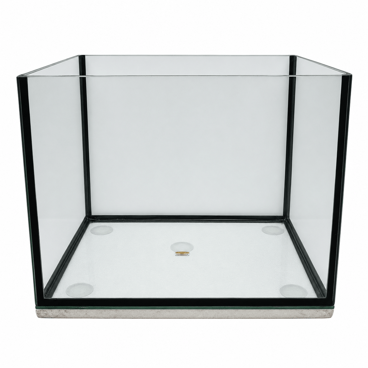 TANK ONLY - White Vinyl with Black Silicone glass aquarium with clear sides and black silicone accents.