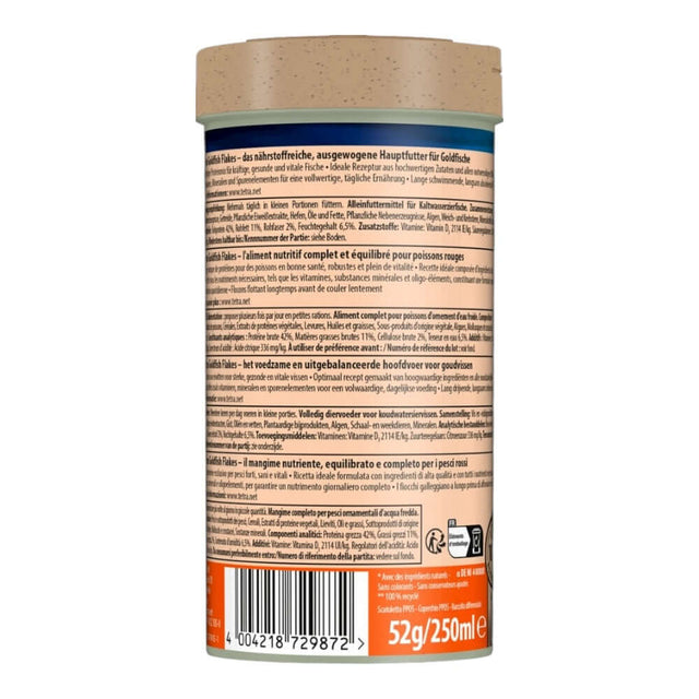 Tetra Goldfish Flakes 52g container with nutritional information for all goldfish and coldwater fish care.
