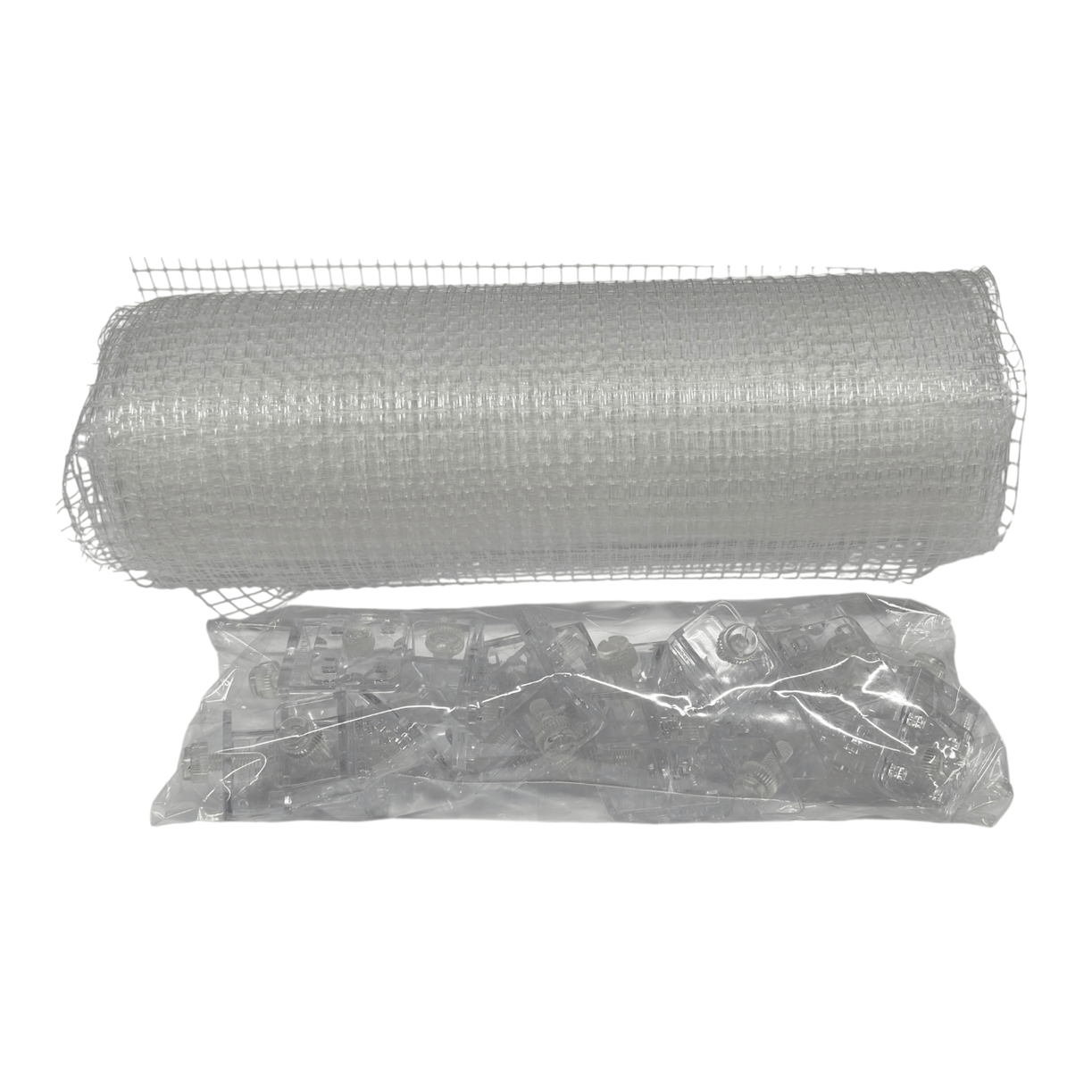 Voonline Aquarium Anti-Jump Net kit including transparent netting roll and fixtures for fish safety.