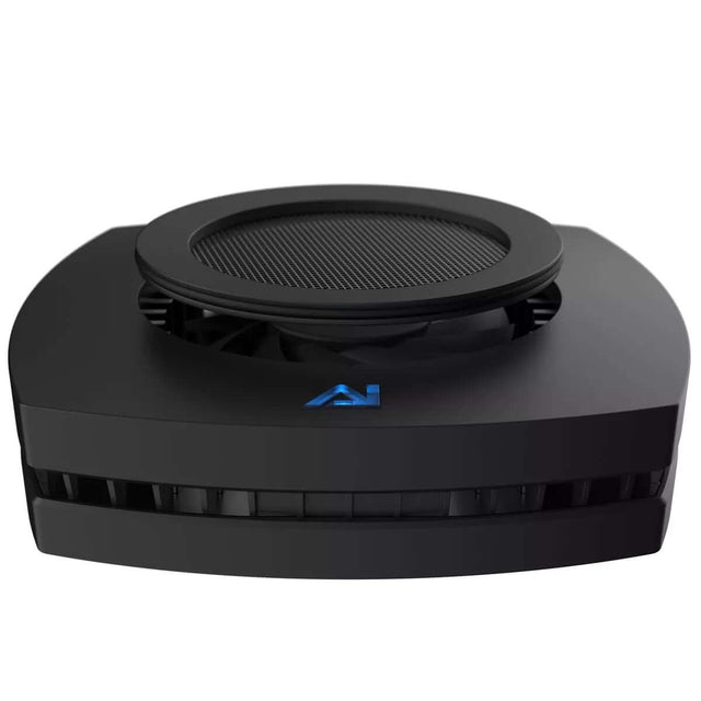 AquaIllumination AI Prime 16 HD LED Reef Light in black showcasing sleek design and efficient cooling features.