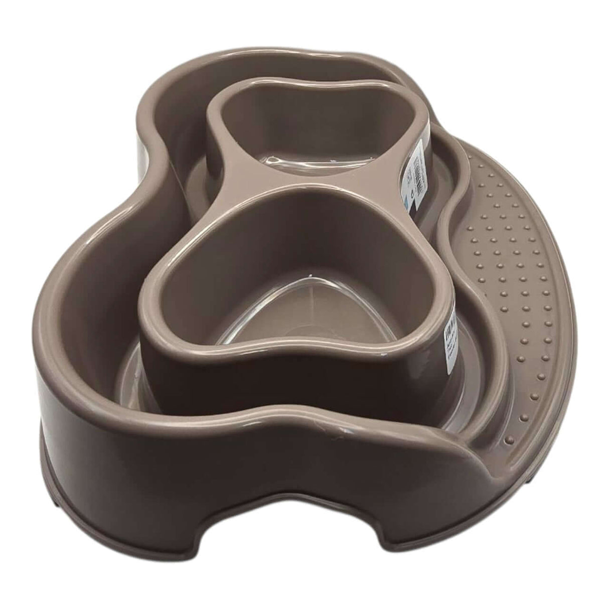Anti-Ant Two Feeder Bowl in brown, dual sections designed to keep pet food fresh and free from pests.
