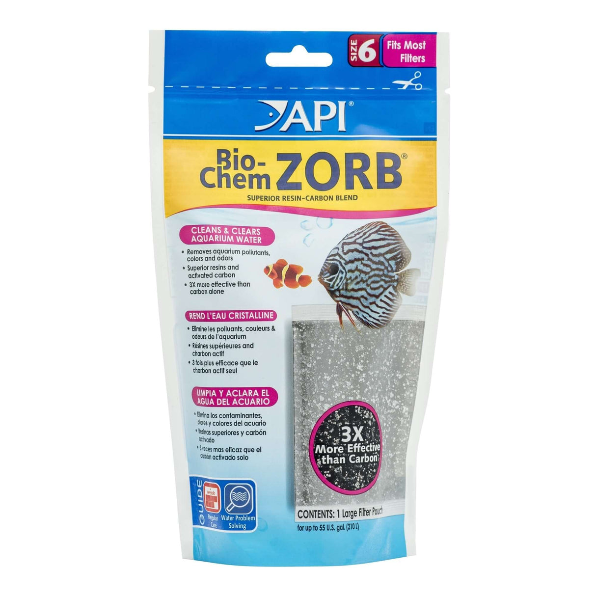 API Bio-Chem Zorb filtration media for aquarium water clarity, removing pollutants, odors, and toxins efficiently.