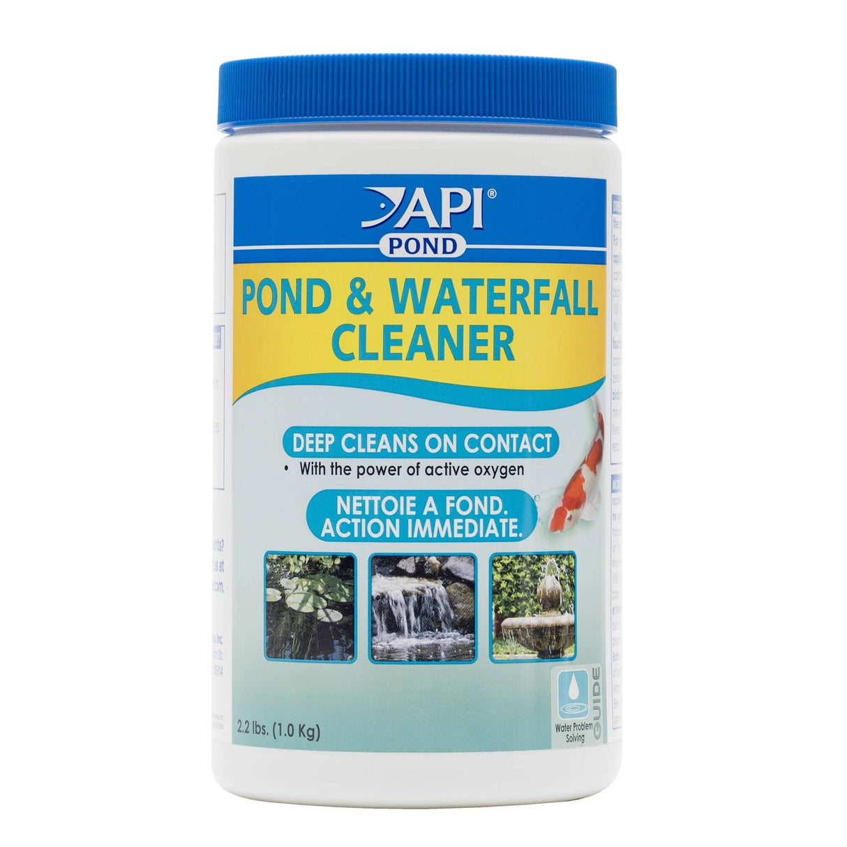 API Pond and Waterfall Cleaner 1kg container with active oxygen for deep cleaning ponds and waterfalls.