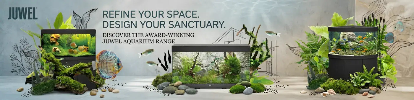 Stylish aquariums showcasing the Juwel brand, highlighting design and tranquility for aquarium enthusiasts.