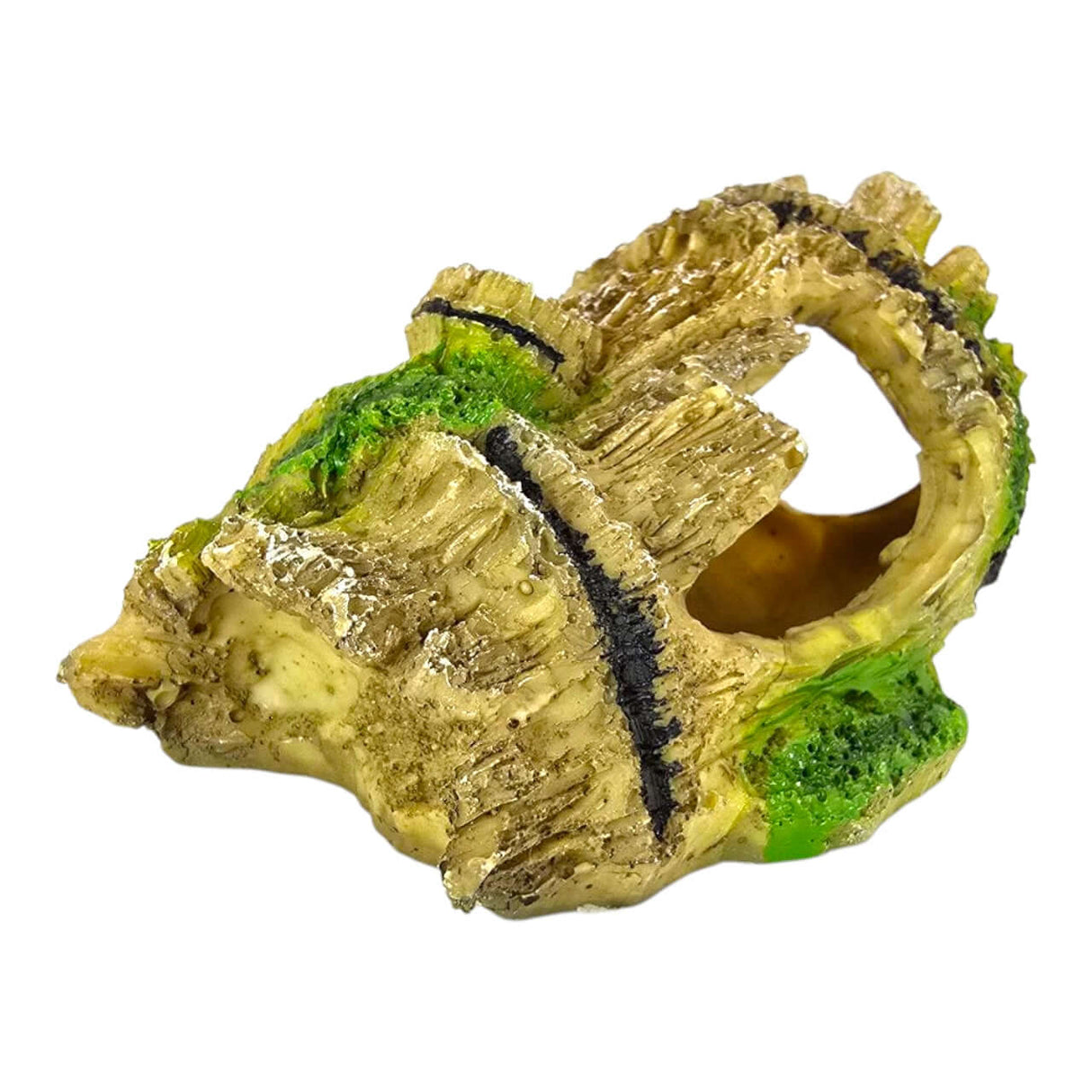 Beer Log Aquarium Ornament resembling driftwood with textured surface, ideal for enhancing aquariums or terrariums.