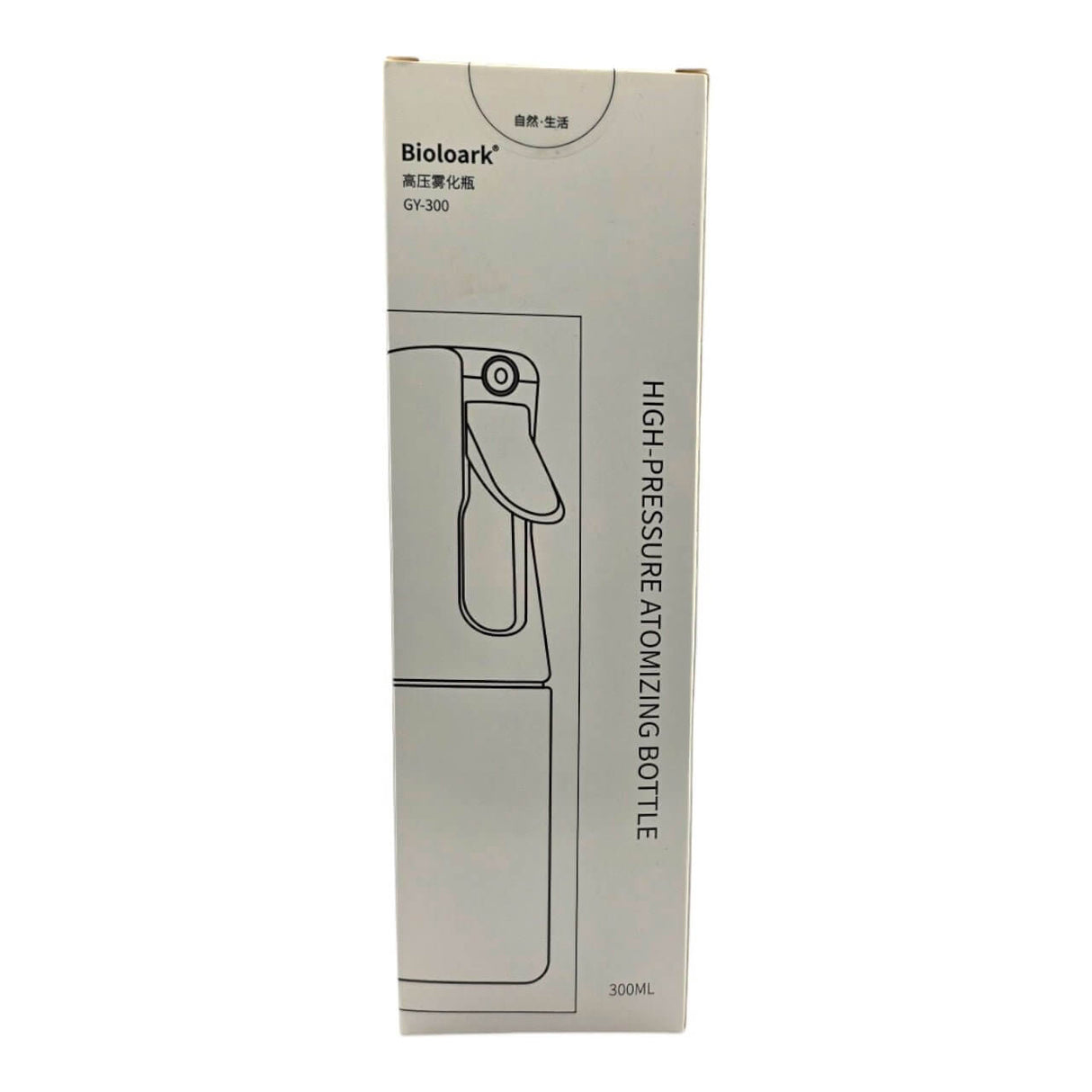 Bioloark High Pressure Atomizing Bottle GY-300 packaging showcasing its 300ml capacity for effective misting.