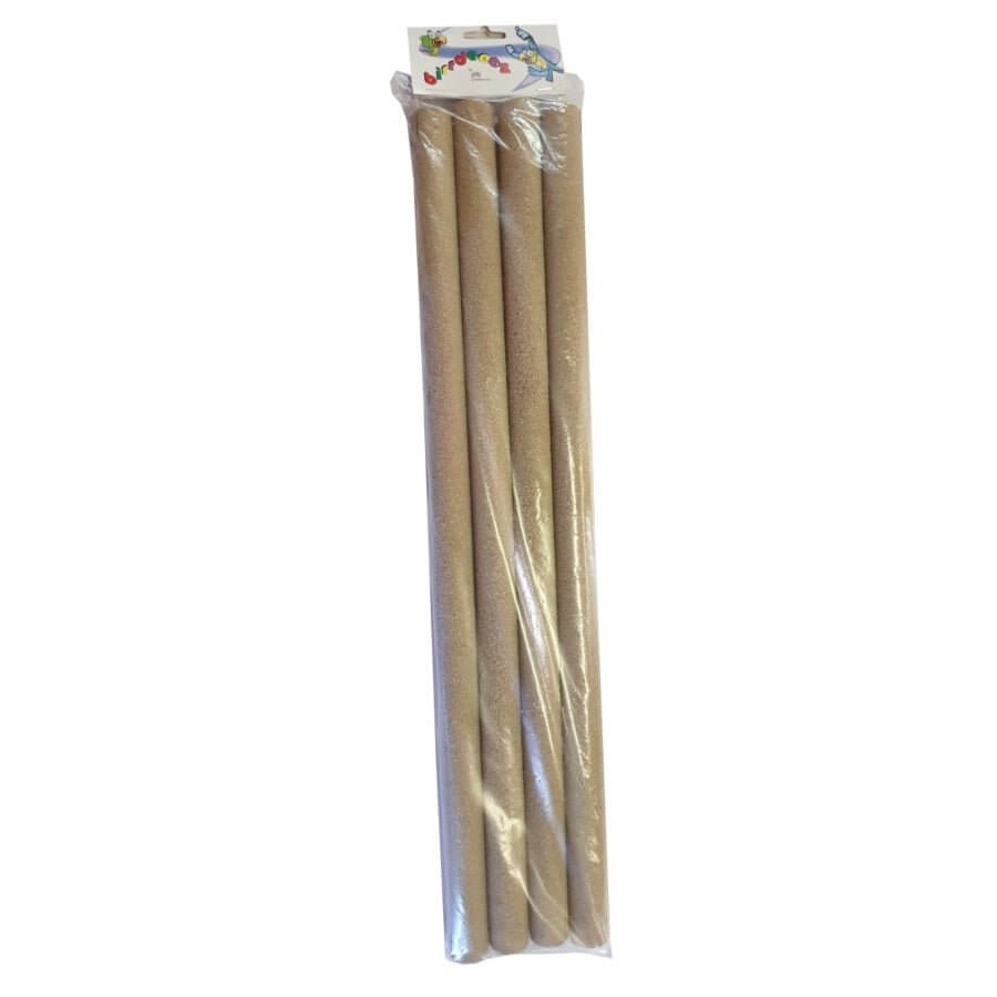 Bird sand perches in packaging, providing a natural resting place for birds and promoting healthy nails and beaks.