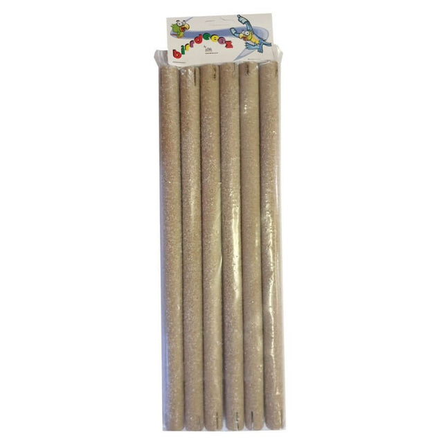 Pack of bird sand perches in a clear wrapper, designed for natural comfort and nail care for pet birds.