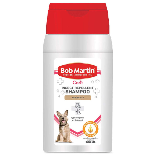 Bob Martin's 200ml Citronella Shampoo for dogs, insect repellent, soothing formula with natural oils.