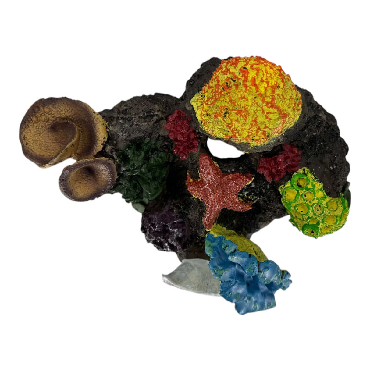 Bright corals and seaweed aquarium ornament featuring vibrant colors and textures, perfect for enhancing aquarium decor.