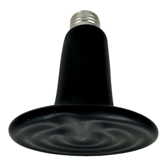 Ceramic heat lamp socket base with a black finish for reptile heating solutions.