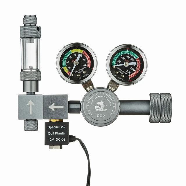 Chihiros Co2 Regulator Pro Limited Edition with dual gauges and 12V DC solenoid valve for precise CO2 control.