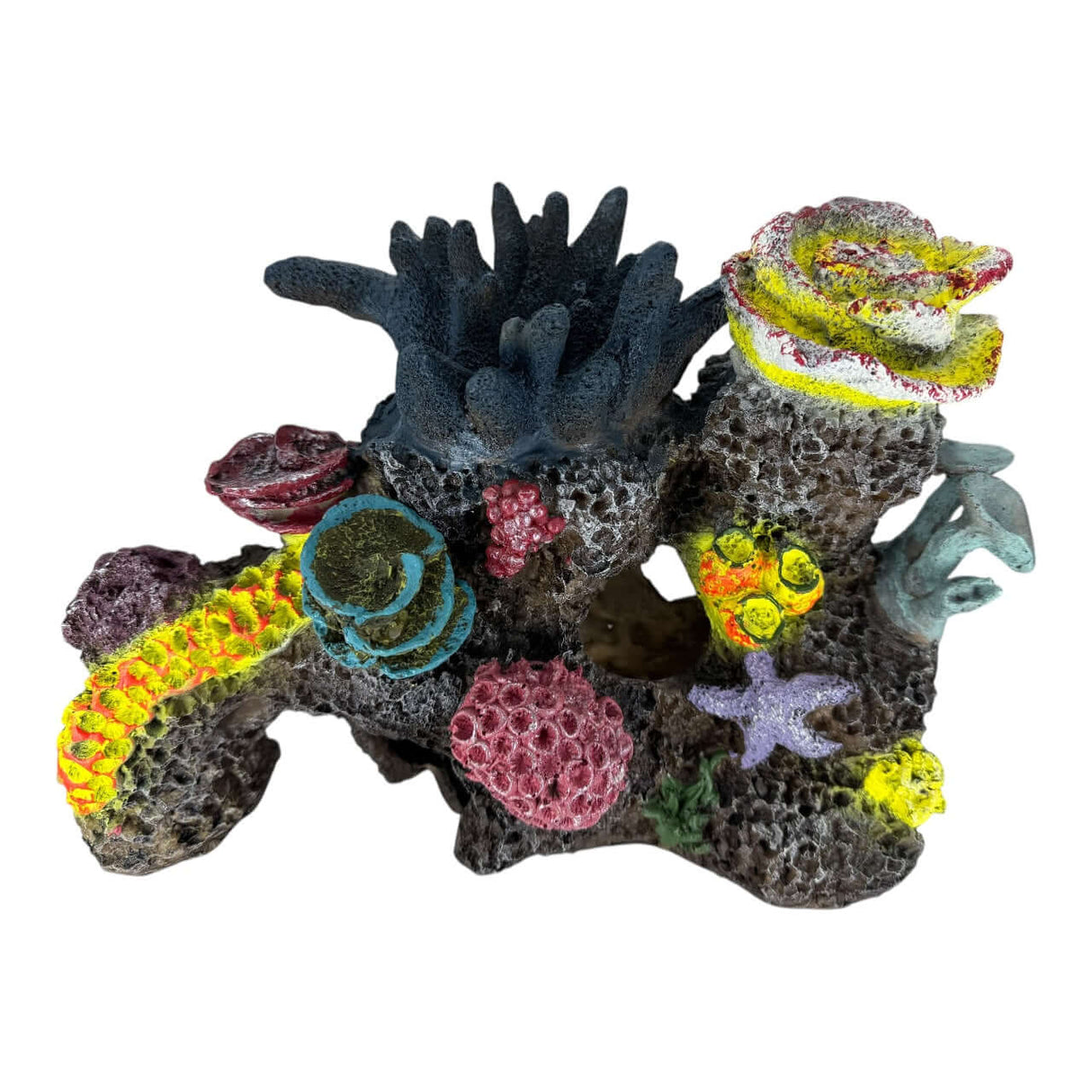 Corals on Rock Large Aquarium Ornament, colorful coral reef sculpture for aquariums, vibrant aquatic decor