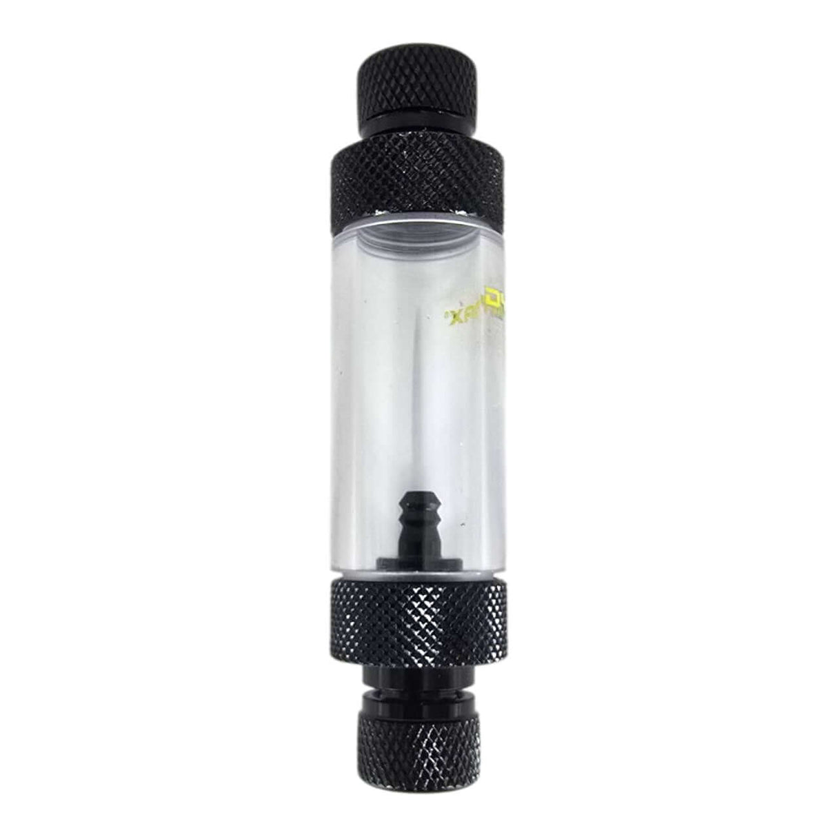 Dymax CO2 Aluminium Bubble Counter Double End for monitoring CO2 levels in aquariums, compact and durable design.