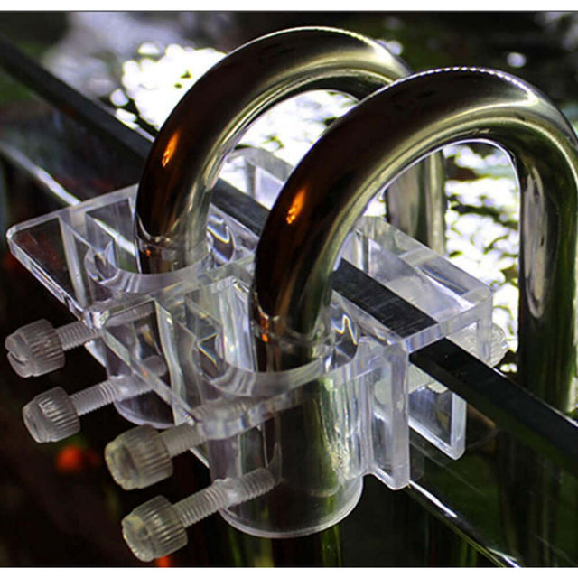 Dymax Lily Pipe Holder showcasing secure acrylic design holding lily pipes in an aquarium.