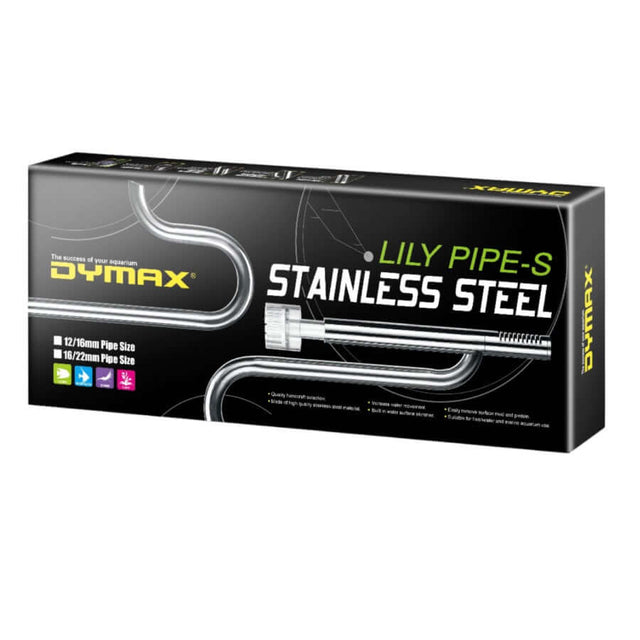 Dymax Stainless Steel Lily Pipe Set packaging showing high-quality aquatic accessories for aquarium use.