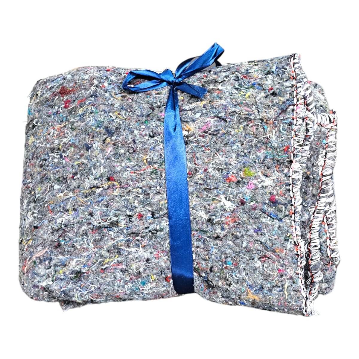 Economy dog blanket, 1.5m x 1m, soft and colorful with blue ribbon, perfect for pet bedding and comfort.